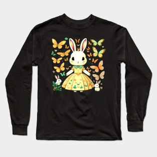 Bunny Girl Among Butterflies Long Sleeve T-Shirt